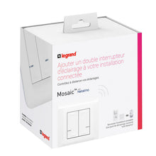 Charger l'image dans la galerie, Commande double sans fils Mosaic with Netatmo pour éclairage ou prise connectée ou micromodule - blanc