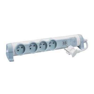 Rallonge multiprise avec charge USB 2400 mA 4 x 2P+T + 2 USB