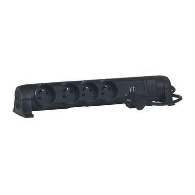Rallonge multiprise avec charge USB 2400 mA 4 x 2P+T + 2 USB